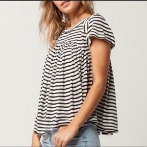 Free People Striped Babydoll Swing Top